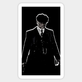 Thomas Shelby stands emotionally, well dressed, with a hat and looks down as abstract comic art (vers. 1) Sticker